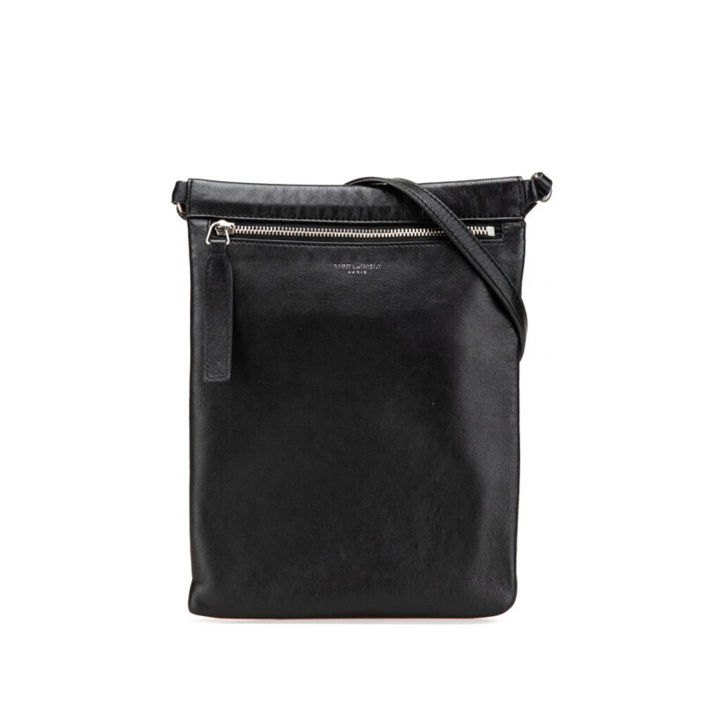 Saint Laurent logo shoulder bag black leather